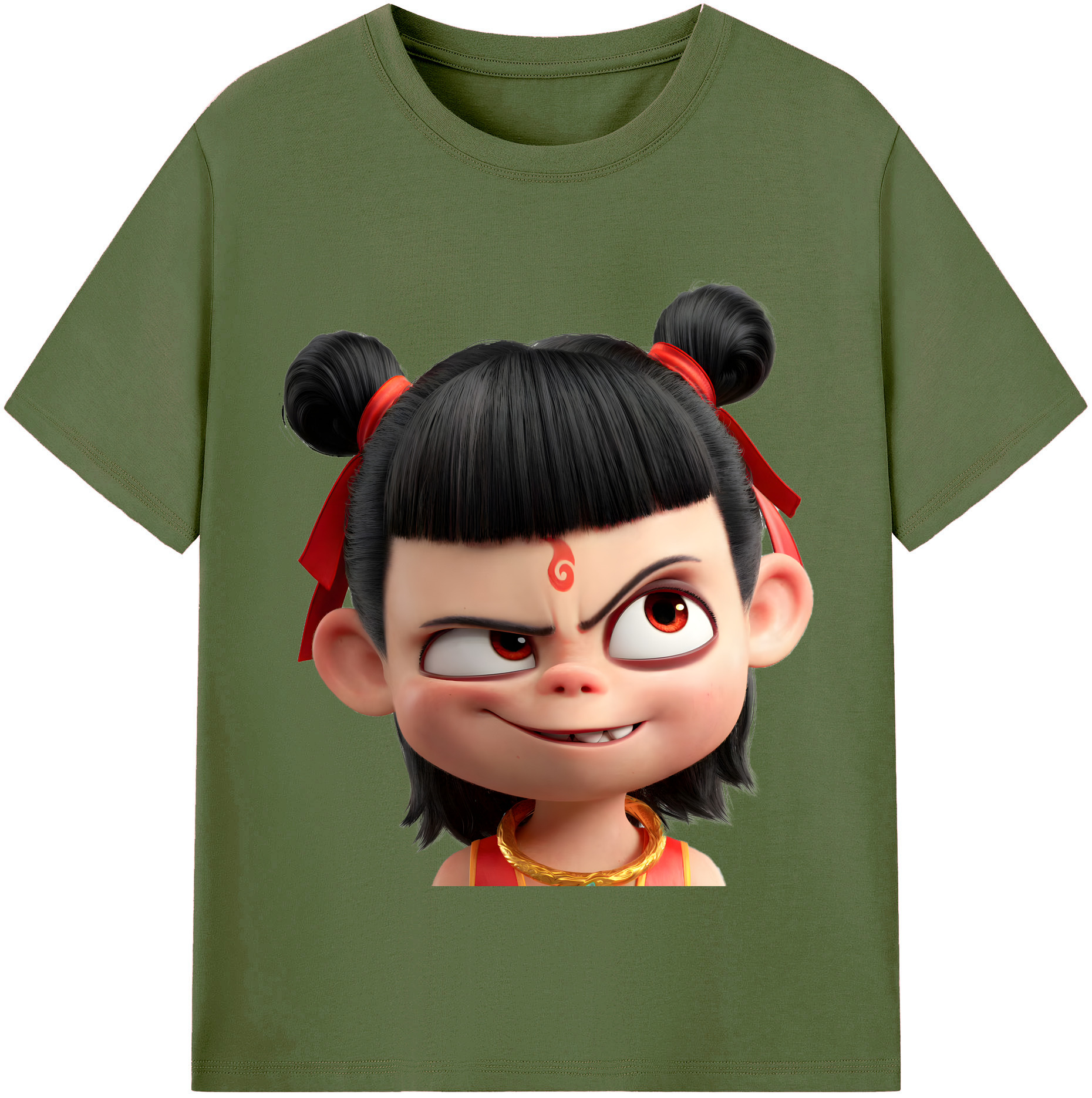 （画像用） Ne Zha 2 ナタ 魔童の大暴れ 綿100％半袖Tシャツ（フロントプリント）